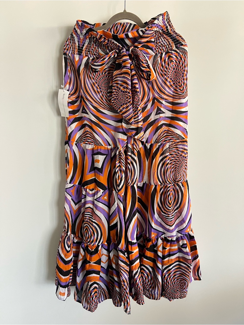 Women's Abstract Print Tiered Wide Leg Festival Pants with Tie Waist